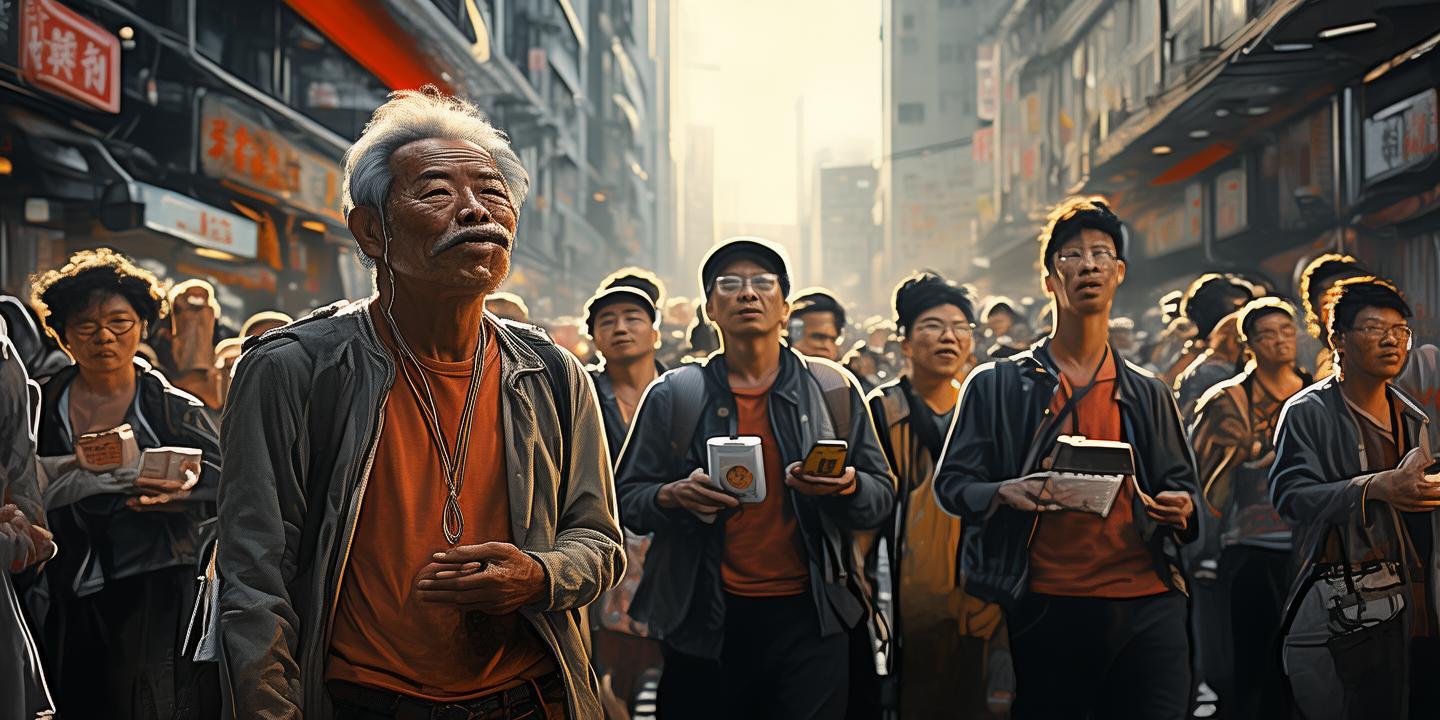 等风来·广东市民的电力十足，五六个充电宝的版画故事